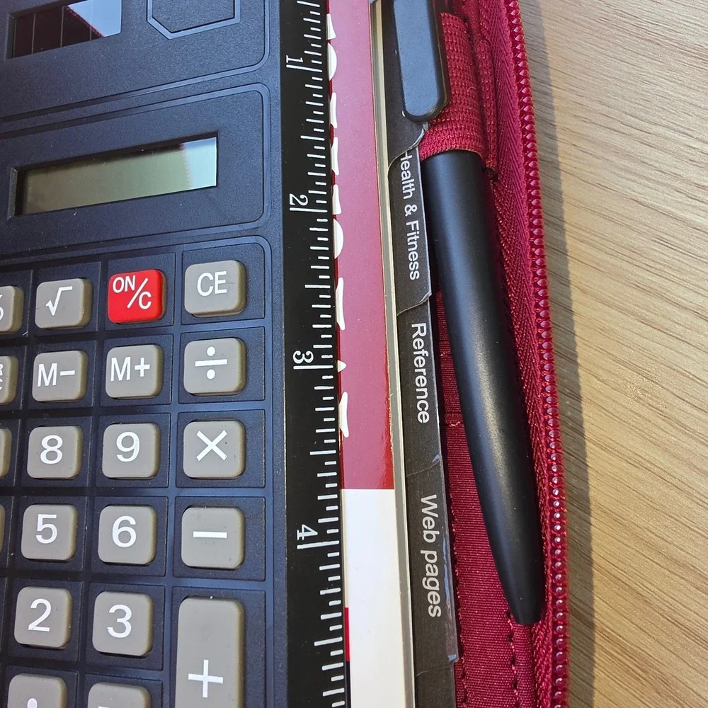 Mundi Mundex Burgundy Croc Embossed Organizer Wallet Calculator Planner Pen